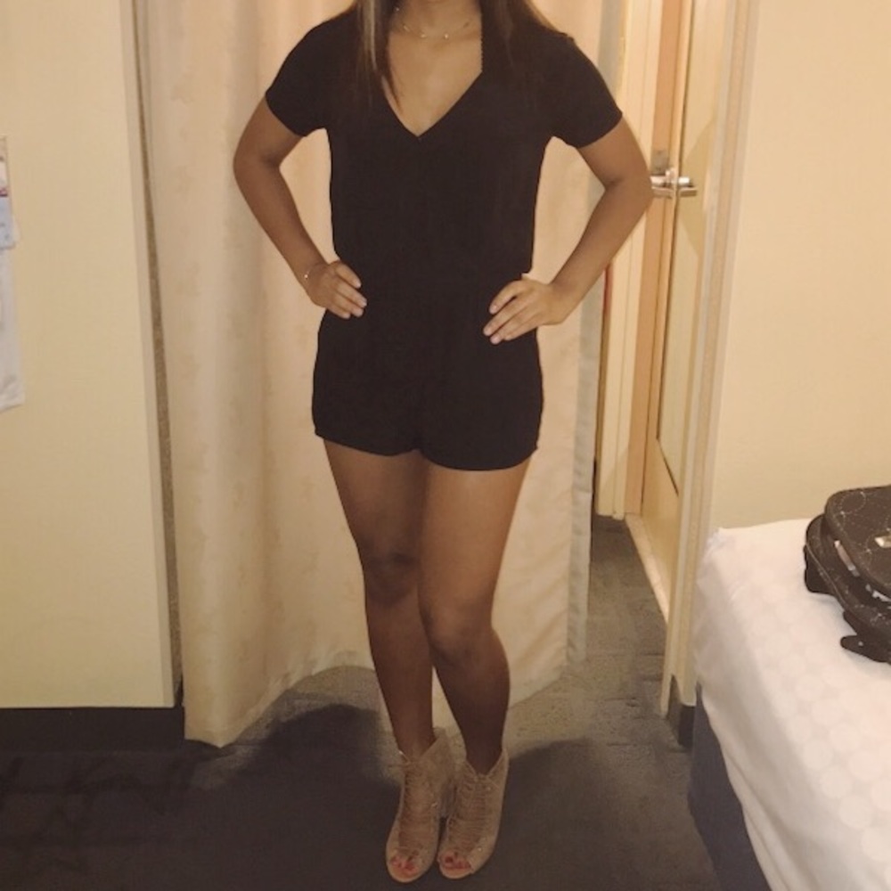 Black v-neck romper